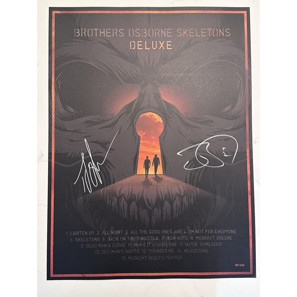 BROTHERS OSBORNE Skeletons Deluxe 18"x24" Poster #159/260 Signed Autographed
